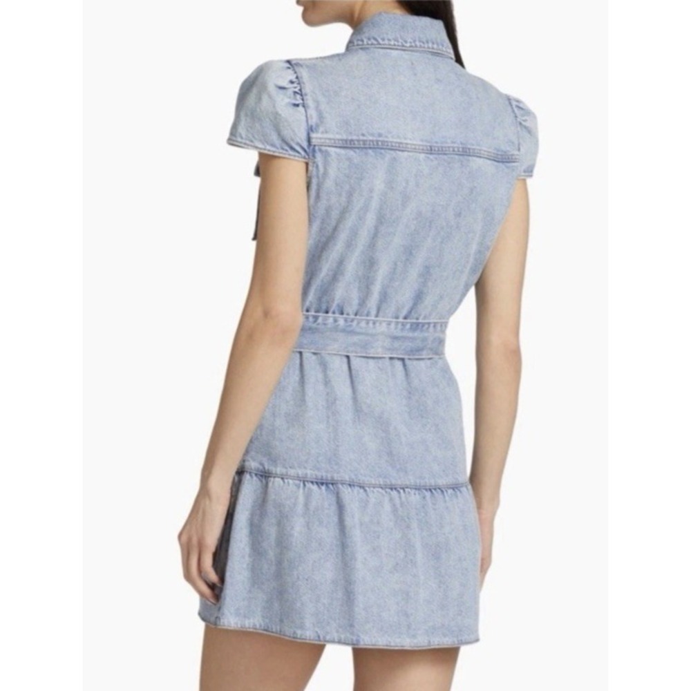 Alice + Olivia Miranda Button Down Blue Mini Denim Dress Sz 8 - Picture 2 of 11
